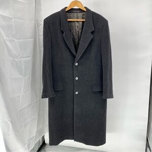 Italian Men’s Wool And Cashmere Overcoat Size 44L Black Dress Pea Coat